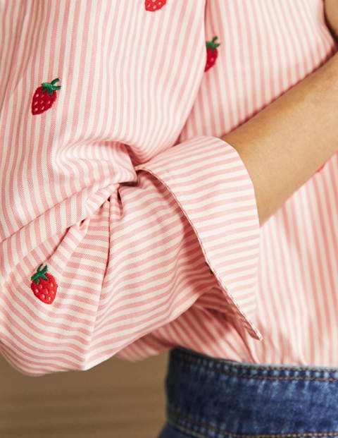 Relaxed Cotton Shirt - Mauve Stripe, Strawberry