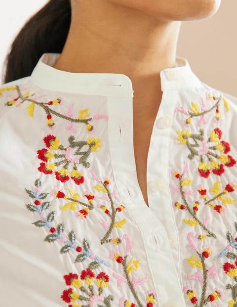 Embroidered Popover Blouse - White