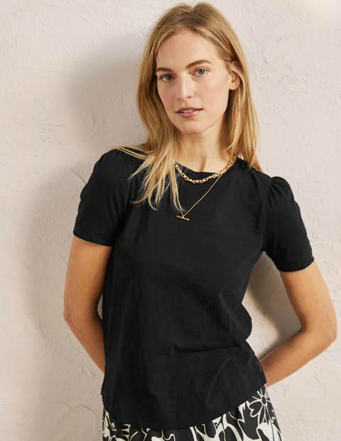 Puff Sleeve Cotton T-Shirt - Black Puff Sleeve Cotton T-Shirt - Black