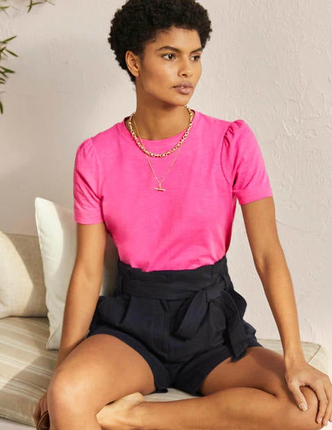 puff sleeve cotton t shirt