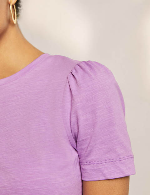 Puff Sleeve Cotton T-Shirt - African Violet