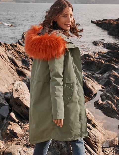 Wasserdichter Parka mit Kunstfell - Klassisches Khaki Wasserdichter Parka mit Kunstfell - Klassisches Khaki