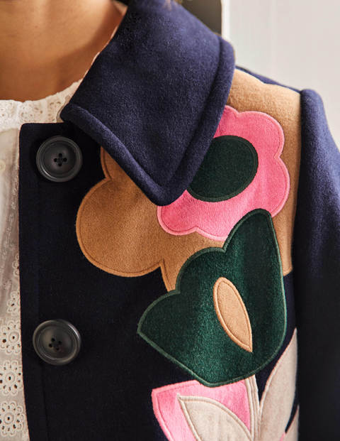 Amelia Wollmantel mit Applikation - Navy Amelia Wollmantel mit Applikation - Navy