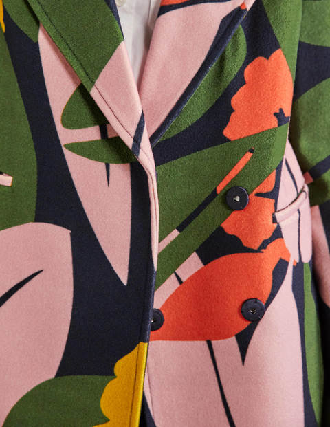 Constance Printed Wool Coat - French Navy, Abstract Bloom Constance Printed Wool Coat - French Navy, Abstract Bloom