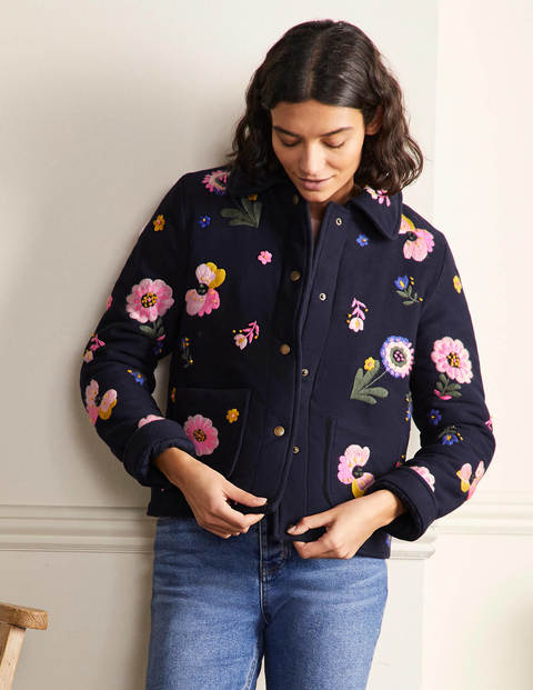Veste Clara brodée - Bleu marine, fleur brodée Veste Clara brodée - Bleu marine, fleur brodée