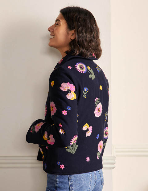 Veste Clara brodée - Bleu marine, fleur brodée Veste Clara brodée - Bleu marine, fleur brodée