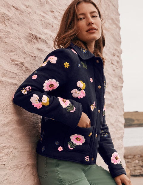 Veste Clara brodée - Bleu marine, fleur brodée Veste Clara brodée - Bleu marine, fleur brodée