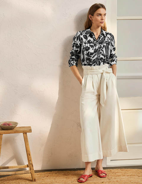 Chemise en lin - Noir, oiseau oriental Chemise en lin - Noir, oiseau oriental