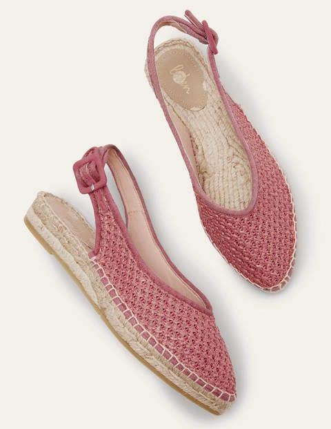 Slingback Espadrille Sandals - Woven Dusty Red