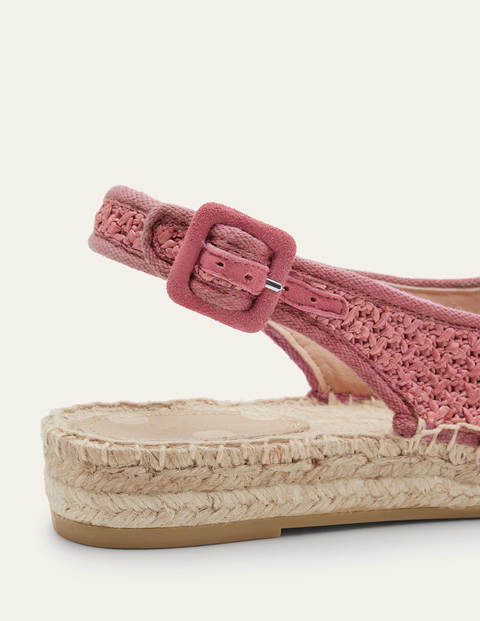 Slingback Espadrille Sandals - Woven Dusty Red