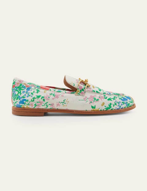 Snaffle Detail Leather Loafers - Ivory, Botanical Terrace