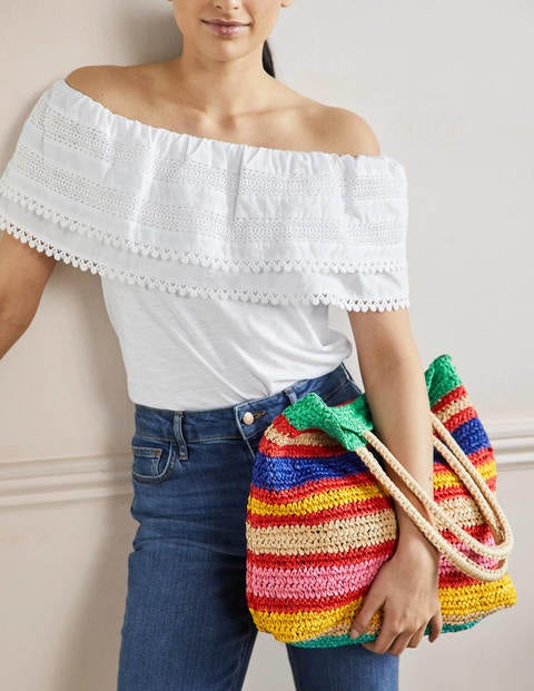 Soft Straw Bag - Multi Stripe