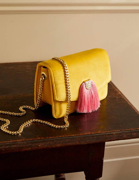 Velvet Tassel Crossbody Bag - Honeycomb/Sachet Pink