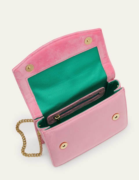 Velvet Tassel Crossbody Bag - Sachet Pink/Ming Green