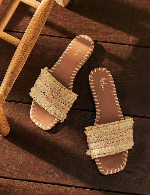 Raffia Flat Sandals - Neutral | Boden UK