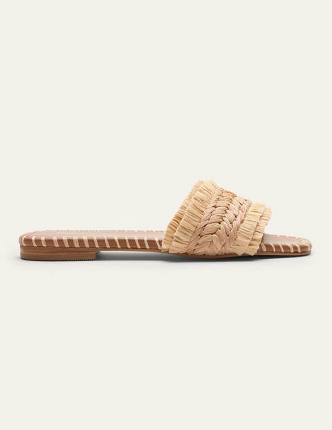 Raffia Flat Sandals - Neutral