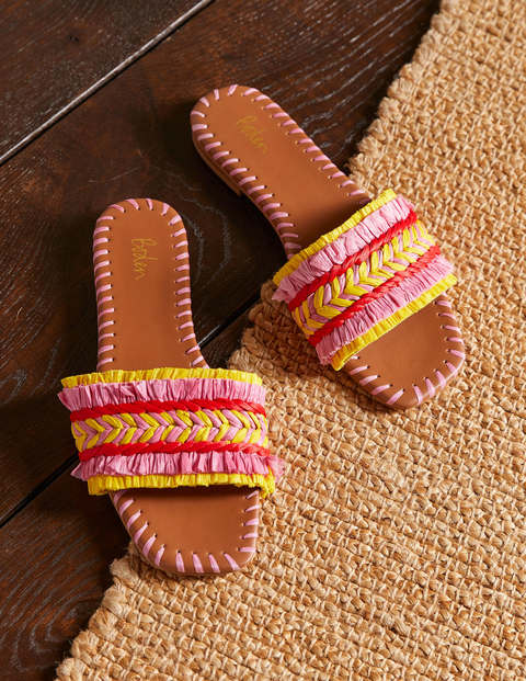 Raffia Flat Sandals - Formica Pink