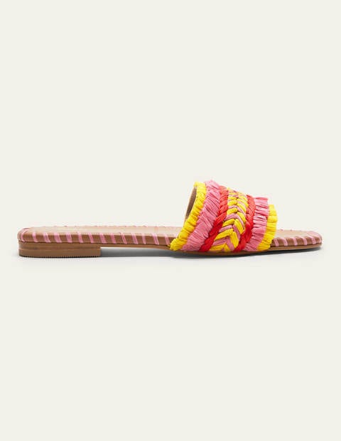 Raffia Flat Sandals - Formica Pink