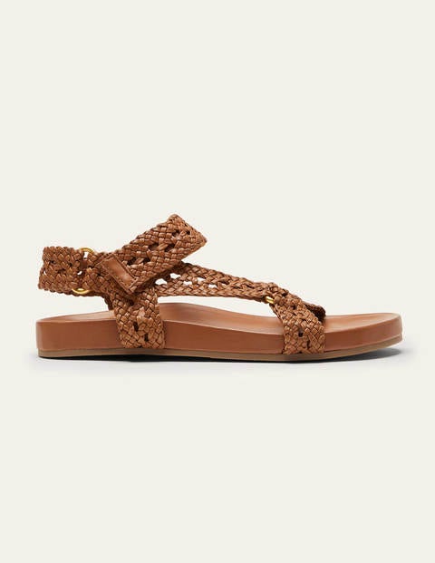 Woven Leather Sandals - Tan