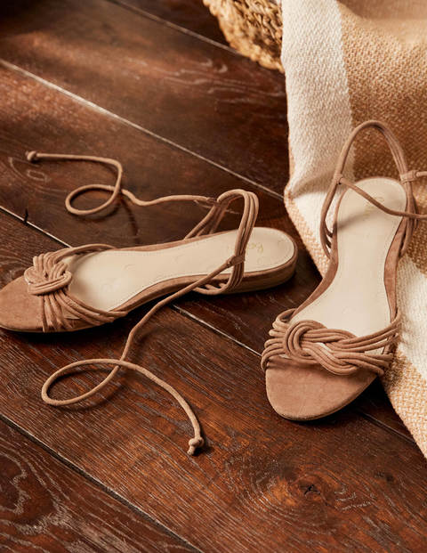 Knot Detail Suede Flat Sandals