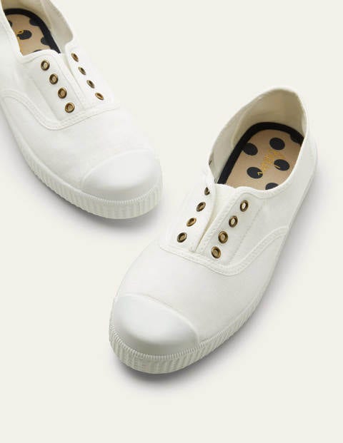 Laceless Canvas Plimsoll - Ivory