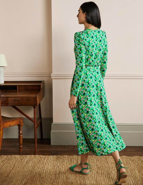 Puff Sleeve Jersey Midi Dress - Rich 