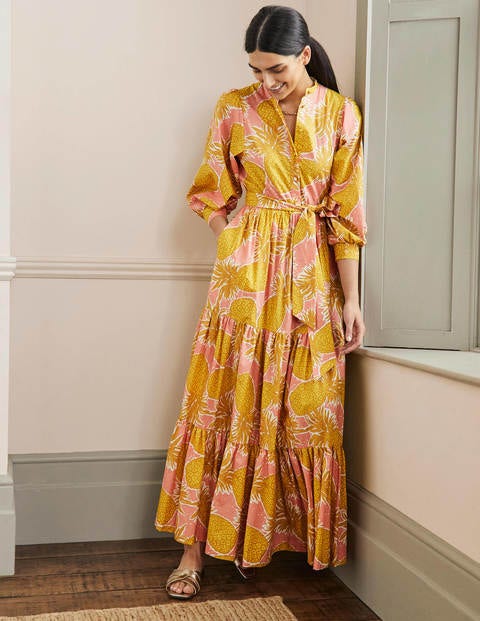 Ava Tiered Maxi Dress - Brioche, Pineapple Cluster