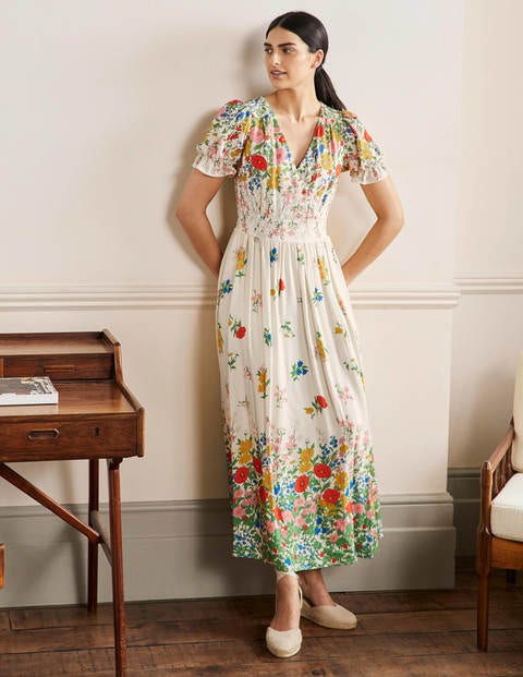 Tessa Maxi Dress - Ivory, Garden Blooms ...