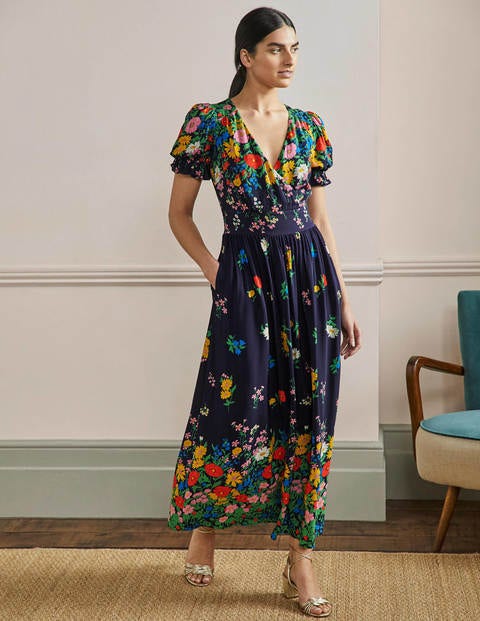 Tessa Maxi Dress - French Navy, Garden Blooms