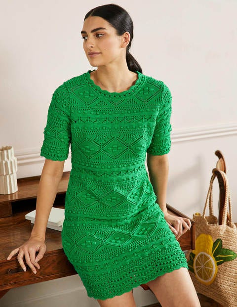 Claudia Textured Knitted Dress - Highland Green