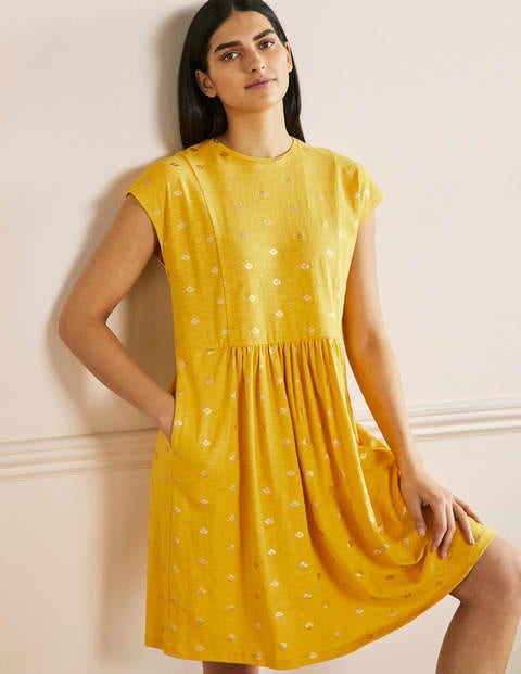 Jersey T-Shirt Dress - Honeycomb and Gold Foil