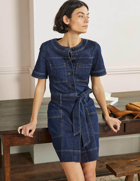 Casual Stitch Detail Dress - Denim