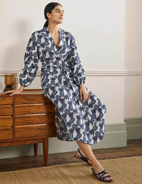 Long Sleeve Linen Maxi Dress - Ivory 