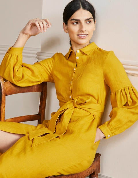 Sleeve Detail Midi Shirt Dress