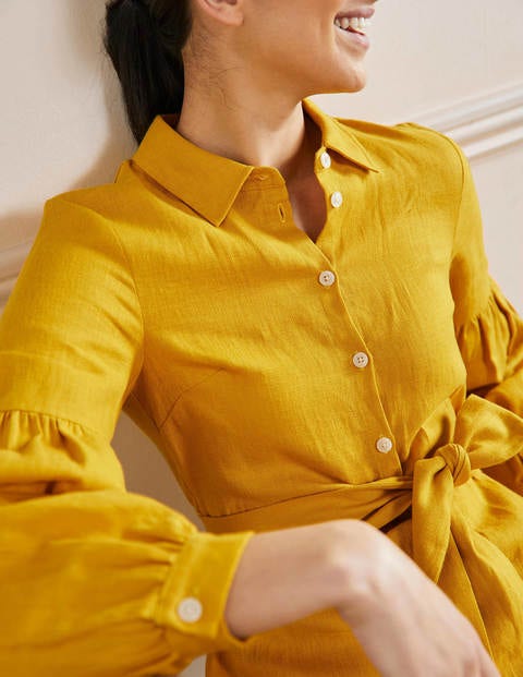 Sleeve Detail Midi Shirt Dress - Honeycomb