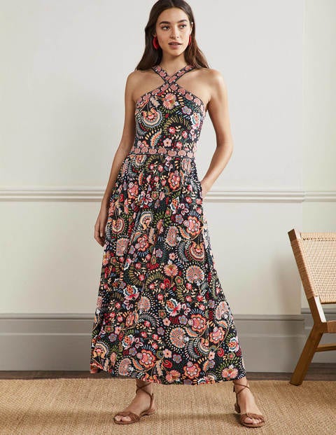 Halterneck Jersey Maxi Dress - Black 