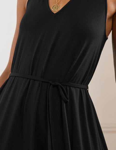 V-Neck Jersey Maxi Dress - Black