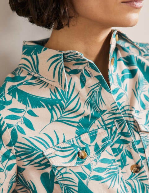 Belted Midi Shirt Dress - Milkshake, Tropic Foliage