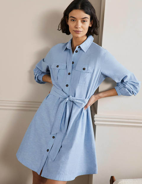 Fit and Flare Mini Shirt Dress - Light ...