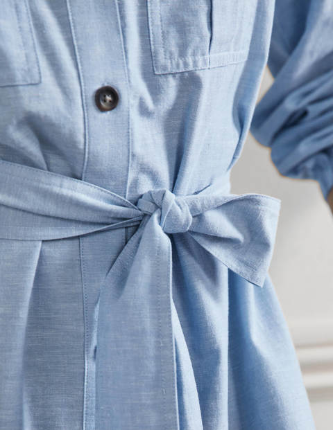Mini robe-chemise ajustée-évasée - Chambray clair