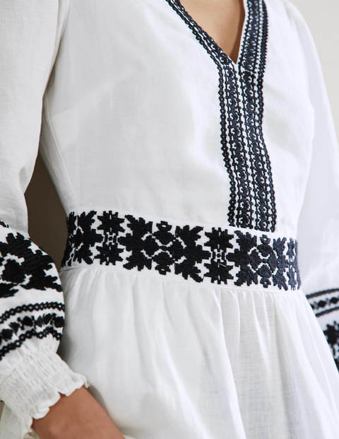 Robe longue Nadia brodée - Blanc