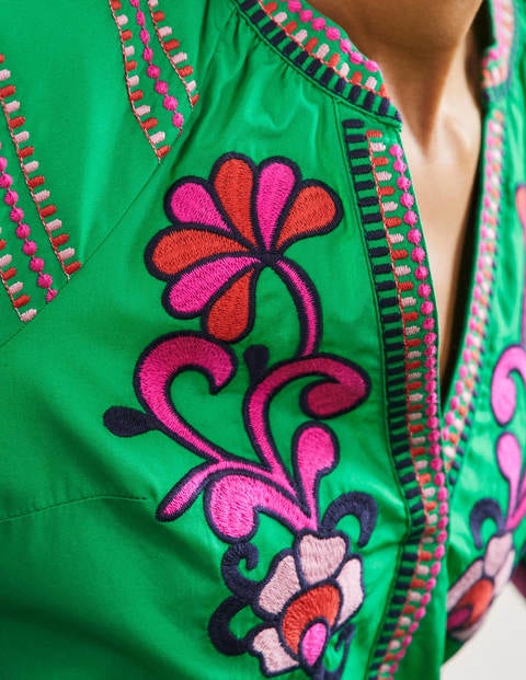 Natalie Embroidered Maxi Dress - Rich Emerald
