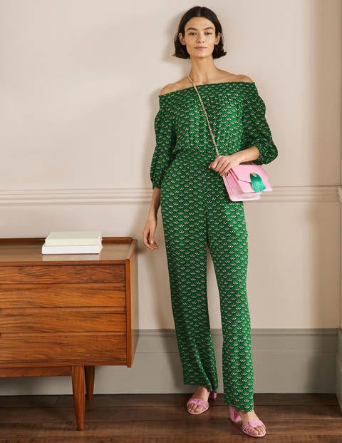Off Shoulder Jumpsuit - Highland Green 