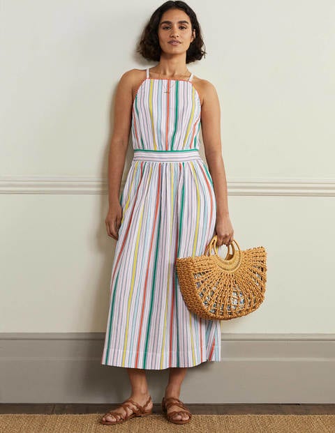 Stripe Halterneck Midi Dress