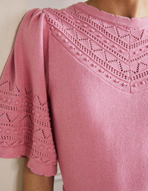 Wide Sleeve Knitted Dress - Formica Pink