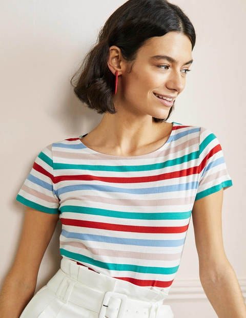 Short Sleeve Breton T-Shirt - Clover / Dusty Blue Stripe