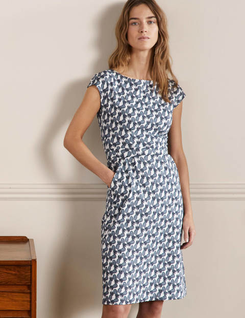 Florrie Jersey Dress - Ivory, Pineapple cluster