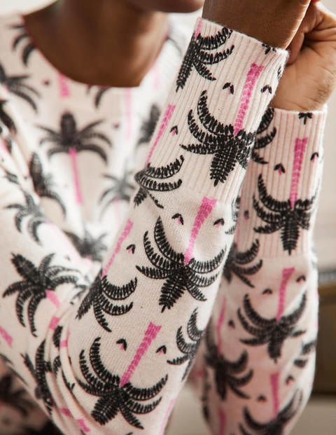Margot Cashmere Sweater - Ivory, Paradise Palm