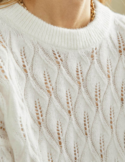 Pointelle Fluffy Sweater - Ivory