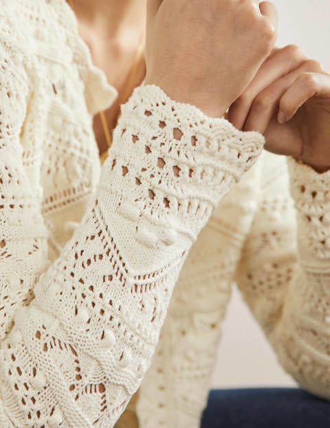 Claudia Textured Knit Cardigan - Ivory